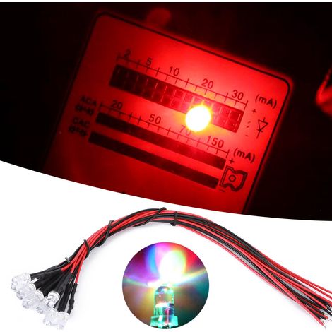 50 Stück 12V vorverdrahtete Leuchtdioden mit rundem LED-Kopf, 5 mm, mehrfarbig, schnell blinkend (1/5)