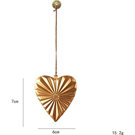 Décorations de sapin de Noël en métal, mini suspensions style nordique, ornements festifs en forme de cœur doré, accessoires décoratifs pour arbre de Noël, lot de 2 pièces (1/5)