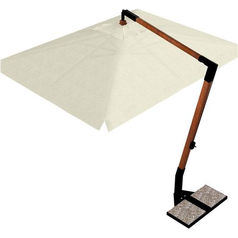 Ombrellone da Giardino Decentrato 2,5x3,5m in Legno Telo in Acrilico Ecrù (1/2)