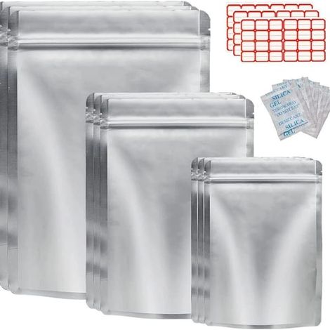 Ecleanfy - Lot de 50 sachets Mylar avec absorbeurs d'oxygène pour la conservation des aliments, refermables pour les céréales (1/5)