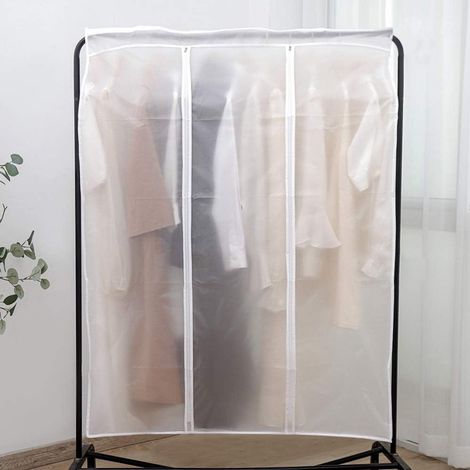 Copertura protettiva per appendere i vestiti - Borsa portaoggetti trasparente e impermeabile - Per armadio e appendiabiti - Chiusura con cerniera - 50 x 100 x 120 cm - PEVA (1/5)