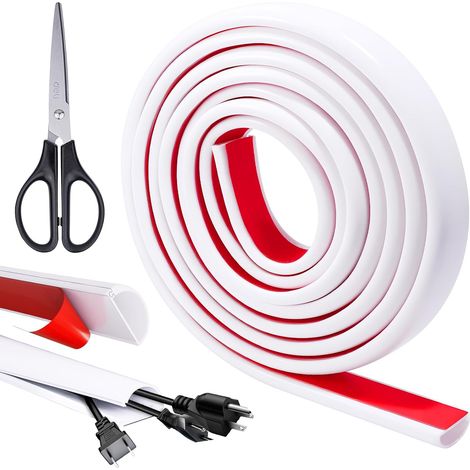Goulotte de câble autocollante Flexible - Blanc - 3 m - Semi-Circulaire - pour 2 à 3 câbles - Cache-câbles Semi-Circulaire - pour Protection des câbles, Mur TV, plafonnier, 28 mm x 15 mm (1/5)