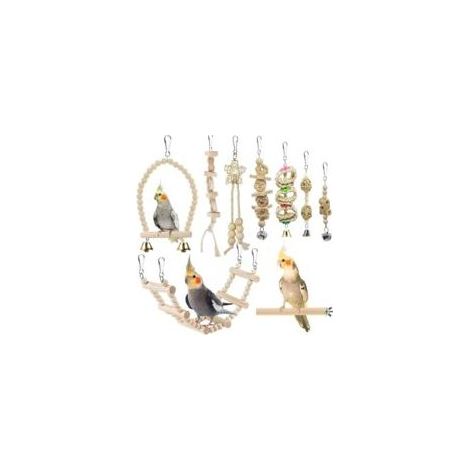 Jouet pour oiseaux, jouet pour perruche, accessoires pour cage à oiseaux, balançoire à mâcher, perchoir, hamac, échelle d'escalade pour perruches, calopsittes, mynah (1/5)
