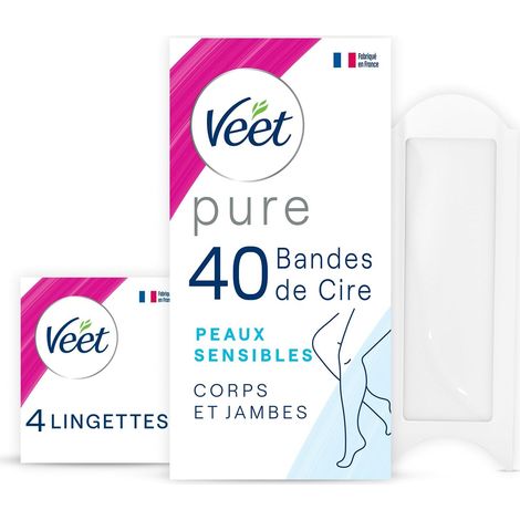 40 Bandes de Cire Froide Corps et Jambes - Peaux Sensibles - Recommandés par les Dermatologues - Epilation Longue Durée (1/5)