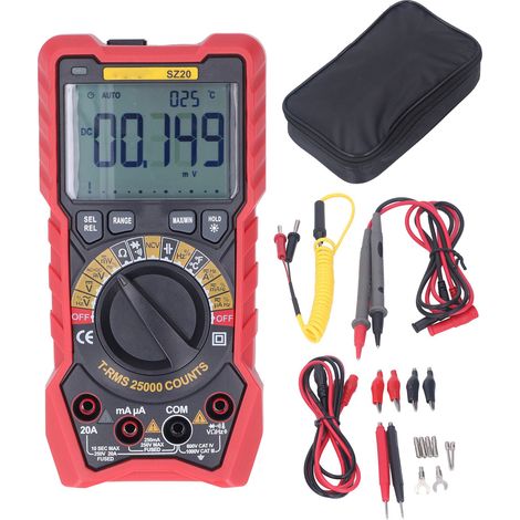Digitales Multimeter mit 25000 Messpunkten, Voltmeter, Amperemeter, Ohmmeter, Kapazitätsmesser, Frequenzmesser und Thermometer für Elektriker (1/5)