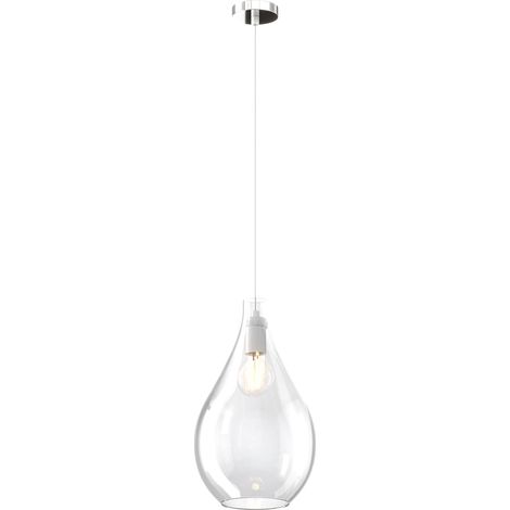 Lampadario Contemporaneo Drop 2.0 Metallo Cromo Vetro Medio Trasp 1 Luce E27
