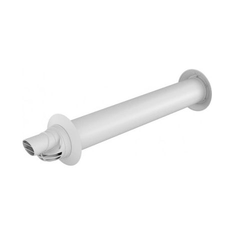 Horizontaler Terminal Rolux Kondensation Ø 60/100mm Länge 800mm exzentrisch weiß