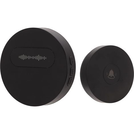 Sonnette sans Fil, Sonnette étanche 150 M avec 58 Mélodies 4 Niveaux de Volume 90 DB sans Fil pour Maison, Appartements, 1 Récepteur et 1 Bouton Poussoir (noir) (1/5)