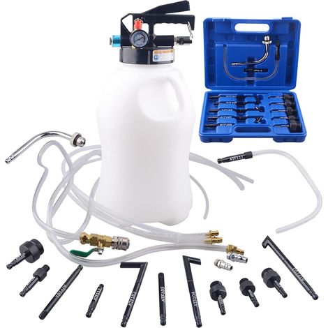 Dispositivo de llenado de aceite de transmisión de 10 L con 14 adaptadores ATF, extractor y dispensador de aceite, aire comprimido, dispositivo de drenaje de aceite, dispositivo de llenado (1/5)