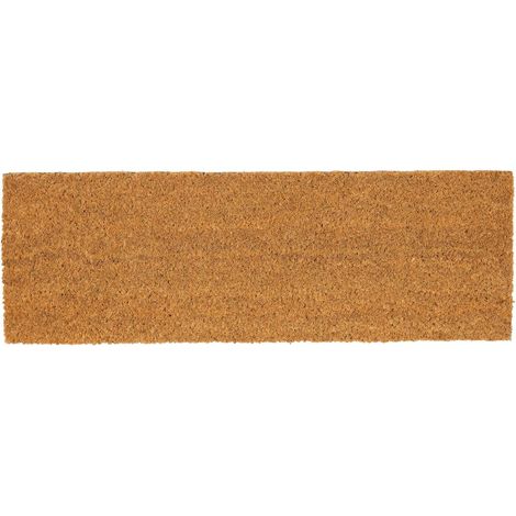 Mat à pas en fibre de coco naturel 60 x 20 cm gris, tapis de bienvenue fait à la main, usage intérieur et extérieur, dos PVC antidérapant (1/5)