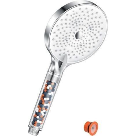 Pommeau de Duche, YEAUPE PRO Pommeau de Douche Economie Deau, Pommeau de Douche Anti calcaire Grand (130mm de diamètre), Pommeau de Douche Haute Pression avec 6 types de jets, blanc Chrome (1/5)