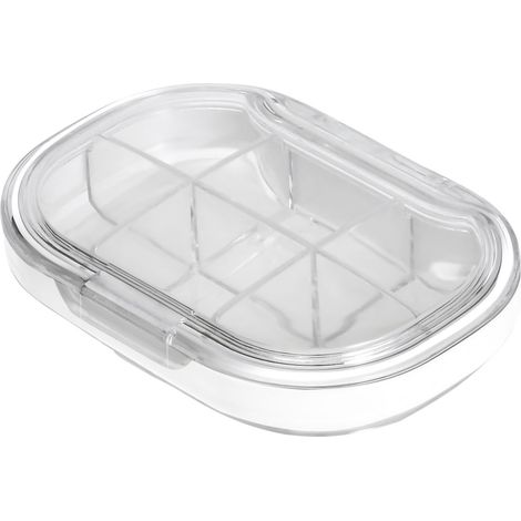 Boîte à pilules portable mini transparente blanche, distributeur de médicaments de voyage, boîte de rangement hermétique alimentaire grand format (1/5)