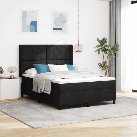 vidaXL Letto a Sorgente LED con testiera Nero 160 x 200 cm Tessuto (1/5)