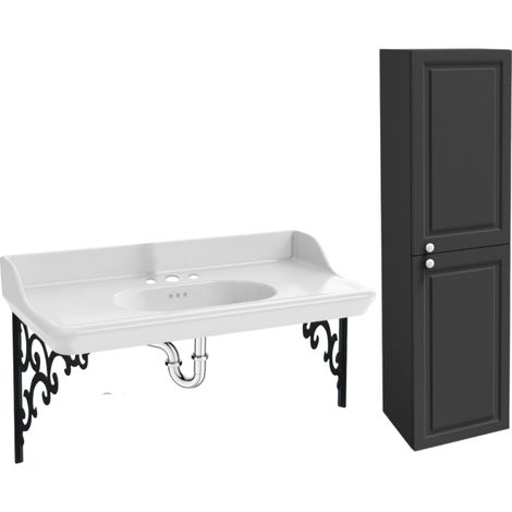 Pack plan vasque suspendu 3 trous JACOB DELAFON Cléo 1889 + colonne droite + siphon chromé
