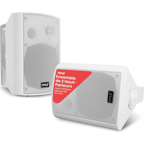 Enceinte d’Extérieur Bluetooth, Enceinte Mural étanche 240 W, Paire de Haut Parleur Imperméables, Active + Passive, Résistant à l'eau, Son Stéréo, Utilisation dans la Piscine, Patio, l'Intérieur (1/5)