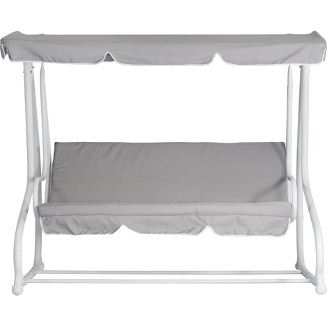 Dondolo 3 Posti da Giardino 200x125x166 cm in Ferro e Poliestere Grigio Chiaro (1/4)