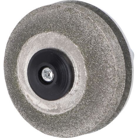 Meule diamantée grain 100 pour affûtage de lames de perceuse électrique portative, tondeuse à gazon, coupe-bordures et ciseaux (tous métaux). (1/5)