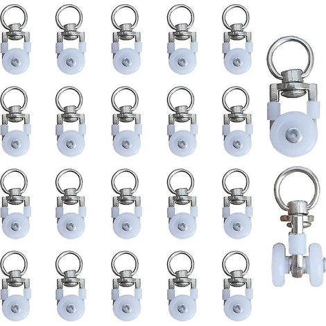 Lot de 20 roulettes métalliques pour rails de rideaux, patins, roulettes pour rideaux de douche, pour rideaux de douche (1/5)