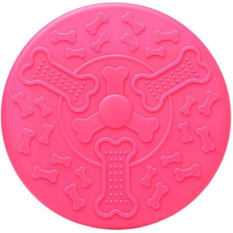Frisbee de goma suave para perros - Frisbee de colores brillantes para perros (18 cm, rosa) (1/4)