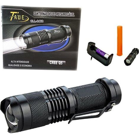 Mini Torche Lampe Led étanche Rechargeable Cree Lumière Blanche Zoom 5000 Lm (1/4)