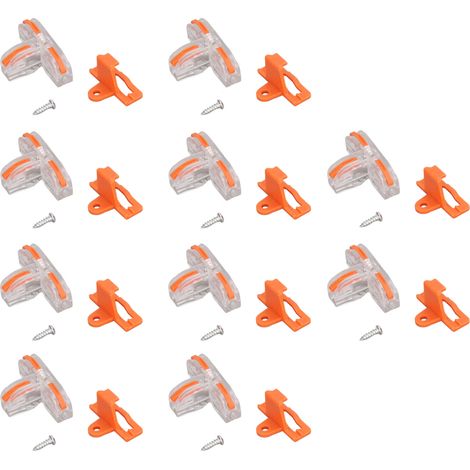 Lot de 10 connecteurs de fil T type, coque PC transparente orange, bloc de jonction rapide en cuivre. (1/5)