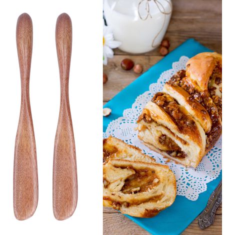 5 Pièces Couteau à Beurre en Bois pour Tartine, Confiture, Fromage - Style Japonais - Couleur Peinture Foncée