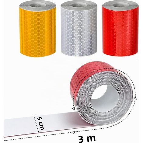 Ruban/autocollant de sécurité réfléchissant pour voitures, camions et motos (5 cm x 3 m) – Rouge (1/3)