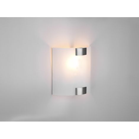 Flache LED Wandleuchte mit Glas Lampenschirm Weiß & Silber, Höhe 20cm (1/5)