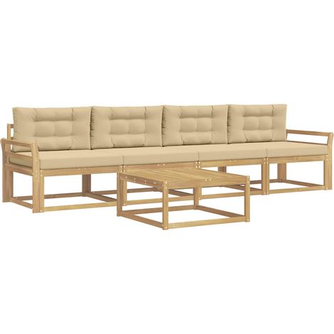 Outdoor Sofa Set 4 pcs White and Beige vidaXL (1/5)