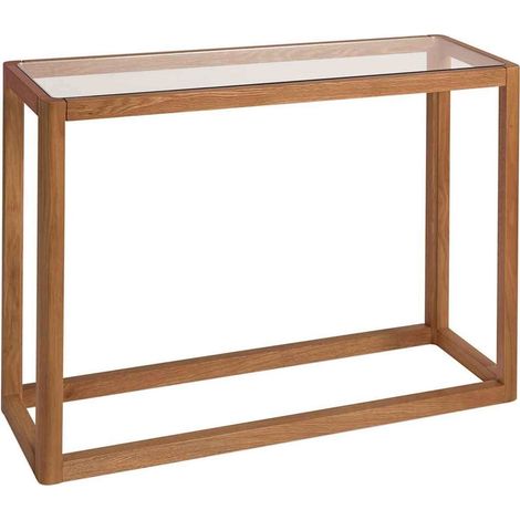 Console élégante en chêne et verre pour entrée moderne - chêne naturel et verre transparent (1/4)