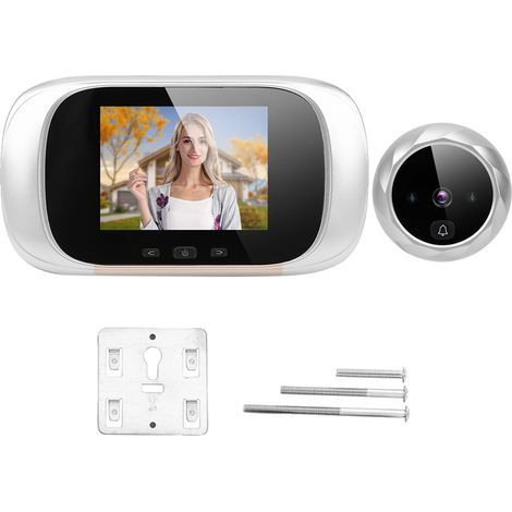 Video-Türklingel mit 2,8-Zoll-TFT-LCD-Bildschirm, Infrarot-Nachtsicht, zyklischer Aufnahmekamera, Ding Dong Smart Access Control System, silberfarben. (1/5)