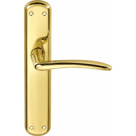 Manilla puerta zamak dorado brillo placa ovalada modelo 6601 (1/5)