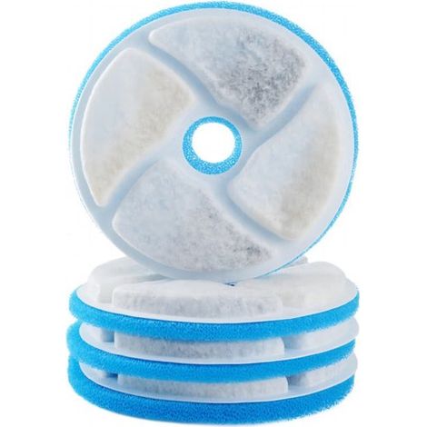 Filtro de agua redondo azul y blanco de doble capa para dispensador de mascotas，accesorios para filtros de agua para gatos y perros