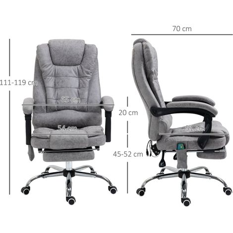 Fauteuil ergonomique inclinable avec massage et chauffage, siège de bureau réglable, télécommande incluse, couleur gris, confort optimal pour travail et détente (1/5)