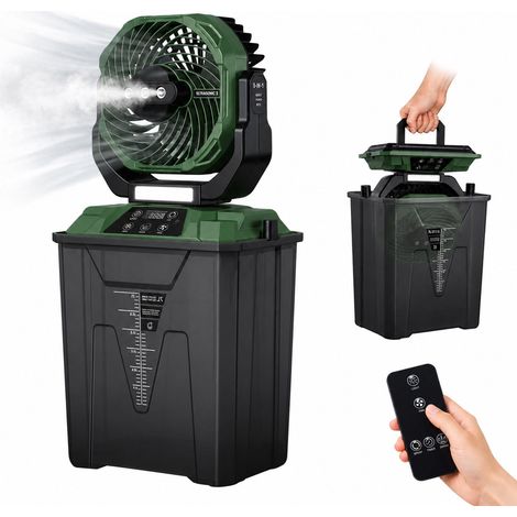 Ventilateur camping brumisateur 20000mAh lampe crochet vert (1/5)