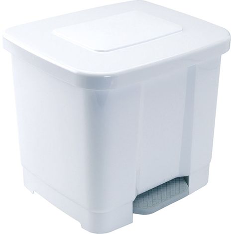 Cubo basura reciclaje plastico apertura pedal 35 Litros Blanco