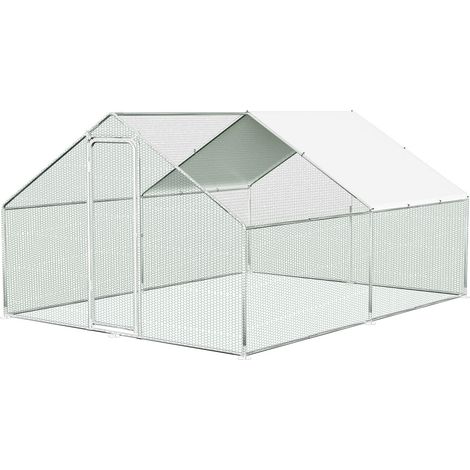 Jiubiaz Recinto per pollaio con rete metallica 3x4x2 m con porta laterale e tetto a cupola 12 m² (1/5)