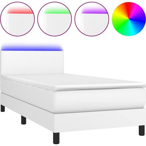 Maison Exclusive - Sommier à lattes de lit et matelas et LED Blanc 100x200 cm (1/5)