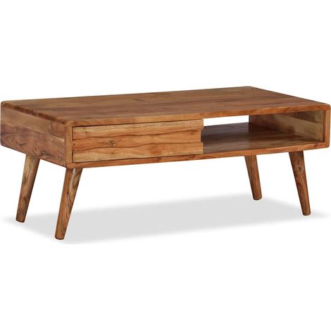 Couchtisch mit Schublade Massivholz Geschnitzt 100x50x40 cm