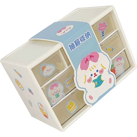Organiseur de bureau à 6 tiroirs, empilable, en plastique blanc, pour ranger fournitures de bureau à la maison, au dortoir ou au bureau. (1/5)