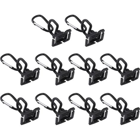 Lot de 10 mousquetons à ressort en alliage d'aluminium PP pour sangles de tente, lampes de camping et autres activités de plein air (alpinisme, randonnée). Crochet en forme de D pour suspendre lampes (1/5)