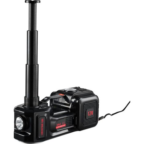 Cric électrique pour voiture, 5 tonnes / 11 000 lb, cric hydraulique avec gonfleur intégré, outil de changement de pneu 12 V avec clé à chocs électrique et lampe LED, kit de cric portable pour berline (1/5)