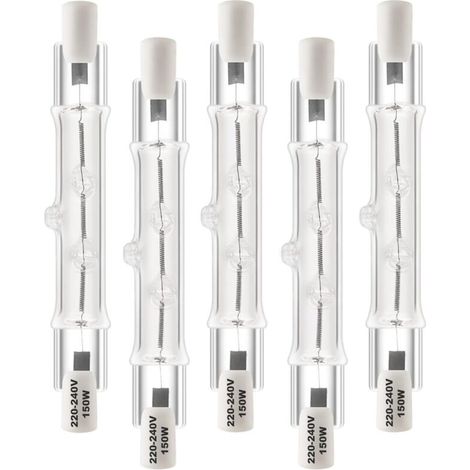 R7s Ampoule Halogène 78mm 150W. AC220-240v Dimmable Halogène R7s Blanc Chaud 2800K. J78 Ampoule Halogène Crayon pour l'éclairage de paysage. sécurité. lampadaire. Lot de 5