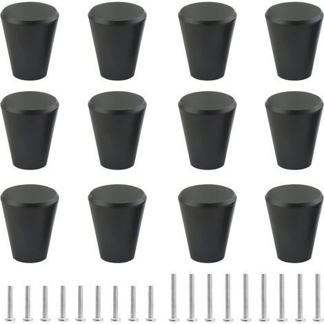 Massive, konische Schubladengriffe – passend für verschiedene Möbelstile, Schränke, Weinkeller usw. – 12er-Set, schwarz (1/5)