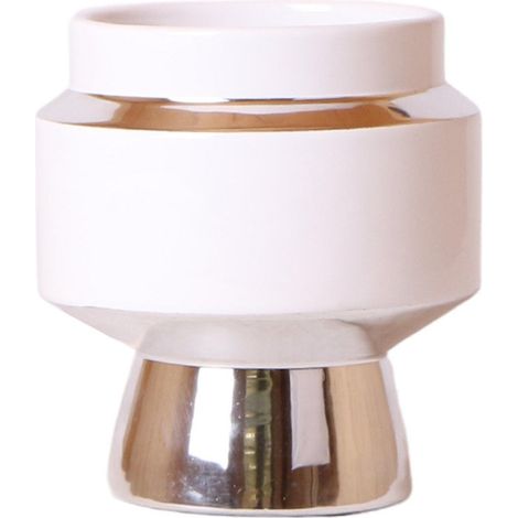 Cache-pot Décoratif en Céramique Blanche et Argent pour Plantes et Orchidées Ø 9 cm - PANGIVO (1/5)