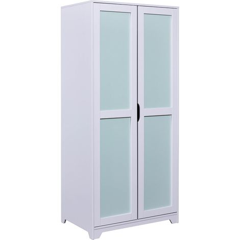 GLASCA - Armoire 2 Portes en Pin Gris et Vert d'Eau (1/5)