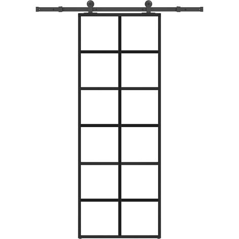 Schiebetür mit Beschlag 76x205 cm ESG-Glas & Aluminium