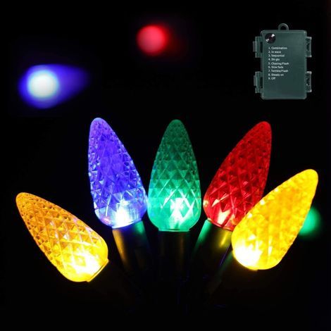 Lumières de Noël, décorations de Noël en plein air Liquidation 16,4 pi 50 LEDs guirlandes à piles fraise 8 modes avec temps de marche/arrêt automatique pour Garland Garden Patio (1/5)