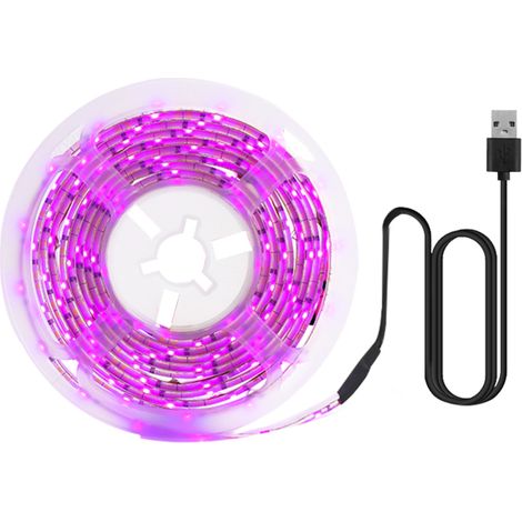 Bande LED de croissance à spectre complet USB 5 m, LED SMD 2835 DC5V, pour semis, fleurs, serres, légumes d'intérieur et jeunes plants. (1/5)