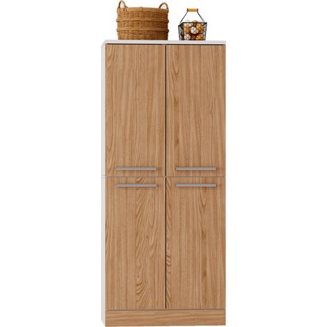 Armadio alto da cucina a 4 ante con ripiani regolabili in MDF effetto rovere 76x42x180 cm HOMVRA (1/5)